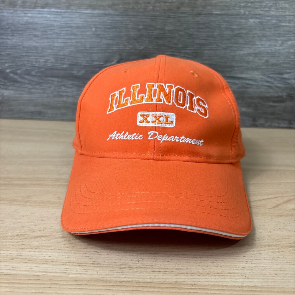 Vintage Illinois Fighting Illini Hat Cap Strap Back Orange Athletic Department
